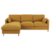 Canapé d'angle gauche convertible 5 places jaune moutarde, matelas 10 cm